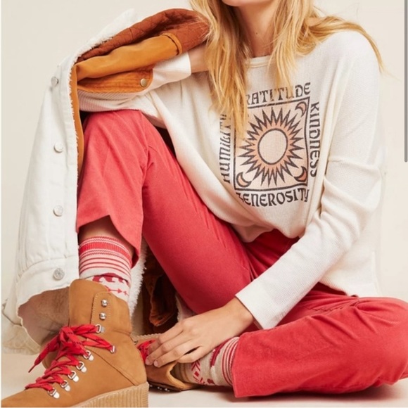 Anthropologie Gratitude Graphic Thermal Tee - Picture 1 of 2